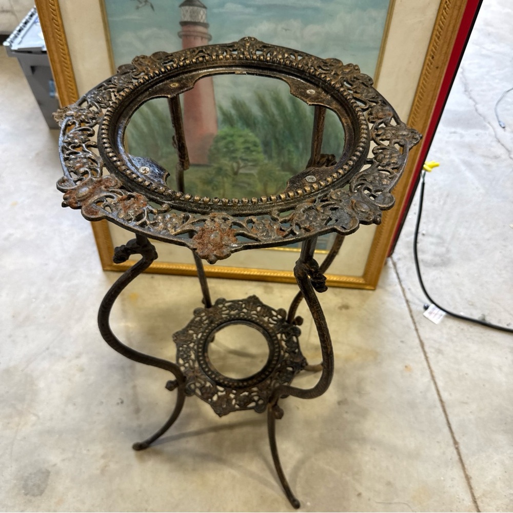 Vintage Wrought Iron 2 Tier  Victorian Plant Stand